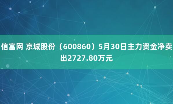 信富网 京城股份（600860）5月30日主力资金净卖出2727.80万元