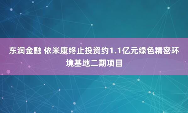 东润金融 依米康终止投资约1.1亿元绿色精密环境基地二期项目