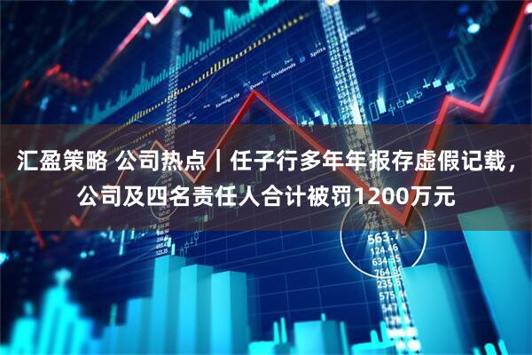 汇盈策略 公司热点｜任子行多年年报存虚假记载，公司及四名责任人合计被罚1200万元